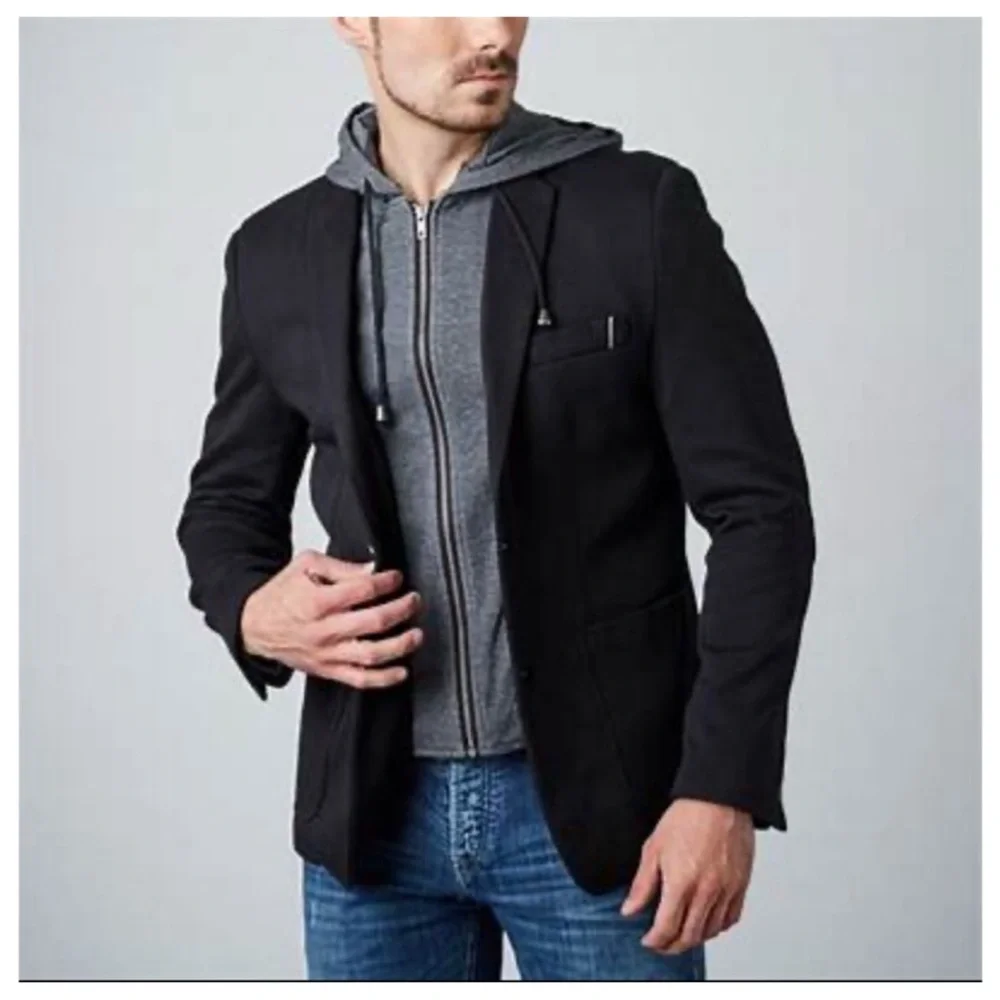 PROJEK RAW BLACK WITH REMOVABLE HOOD KNIT BLAZER